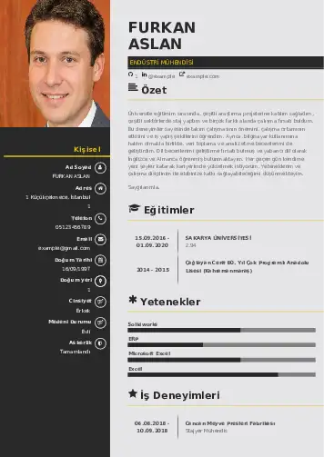 Endüstri Mühendisi CV Örnekleri cv indir